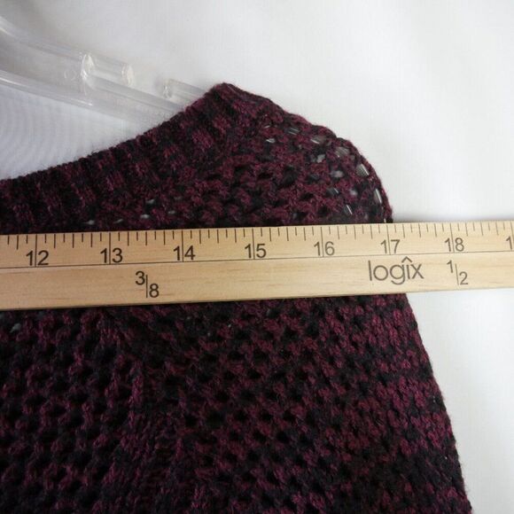 Guess Women S/P Red Heather Open Stitch Long Sleeve Scoop Neck Sweater Pullover - Picture 9 of 13